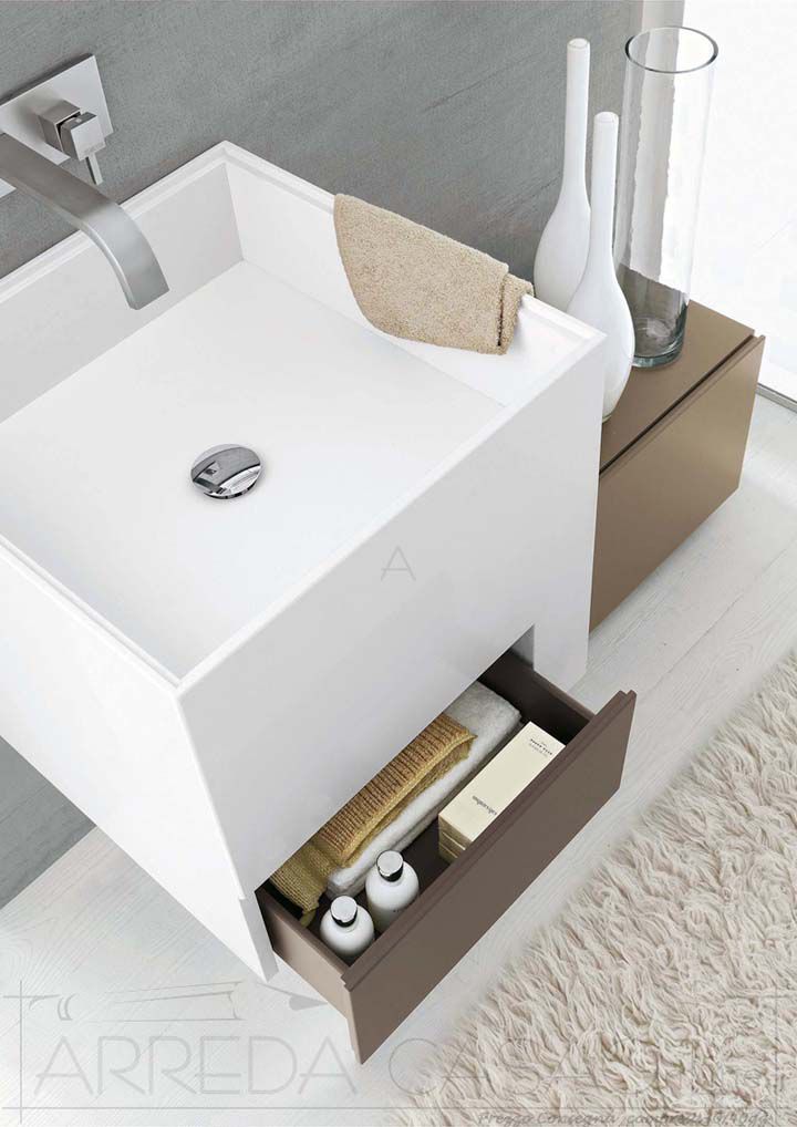 Mobile Bagno lavabo sospeso marmo tecnico Lin10