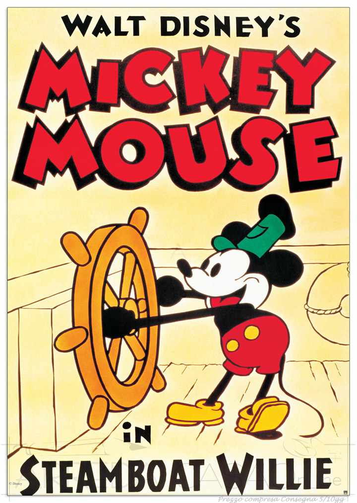 Quadro Stampa DISNEY Mickey mouse in steamboat willie EC20847 - Vendita web