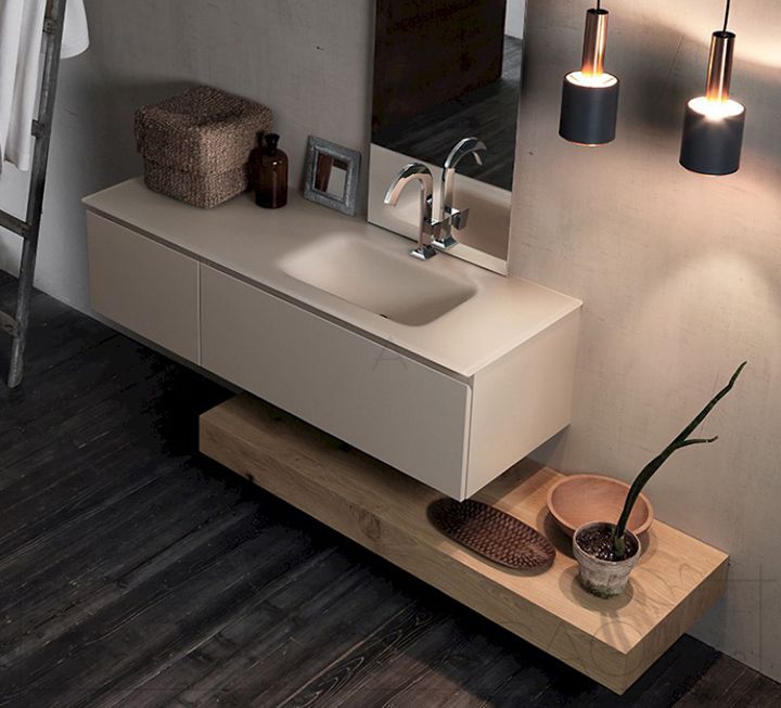 Mobile arredo bagno moderno sospeso burro opaco piano for Bagni mobili moderni
