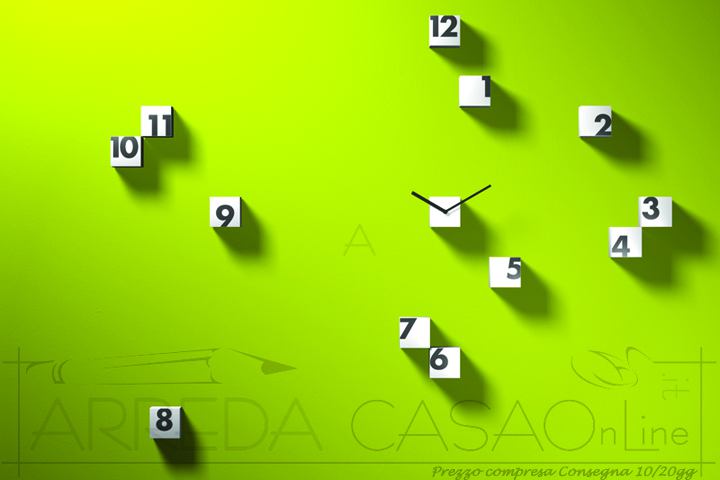 Orologio parete RND_Time cubi bianchi