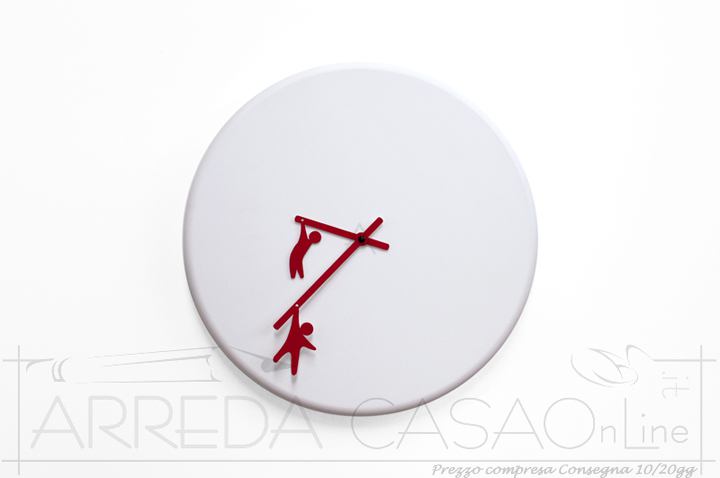 Orologio parete TIME2PLAY Bianco Rosso