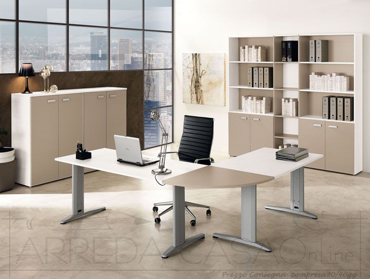 Ii mobili per ufficio componibili frassino bianco visone for Mobili da ufficio